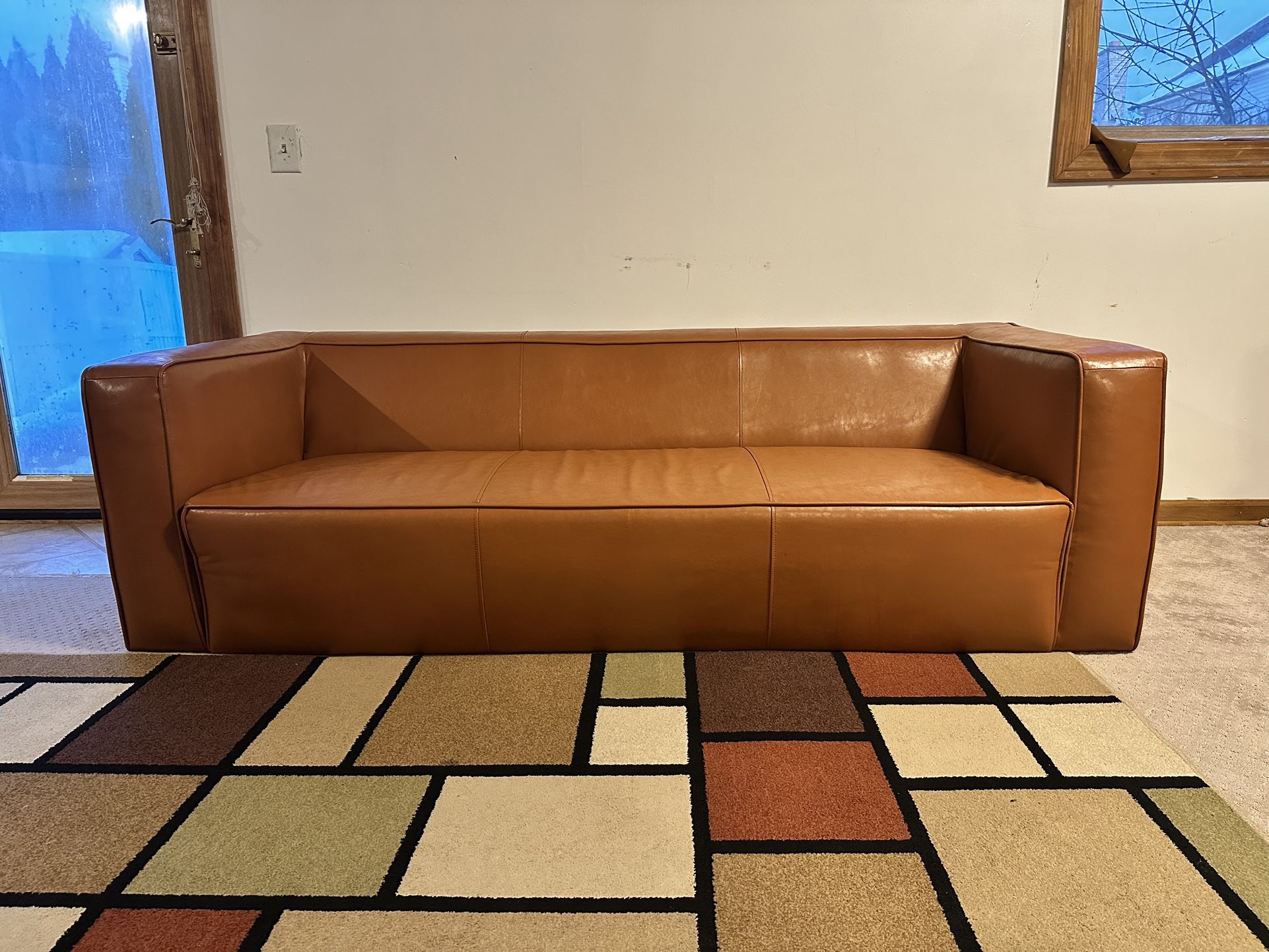 Beautiful Brown Genuine Leather Sofa-Couch