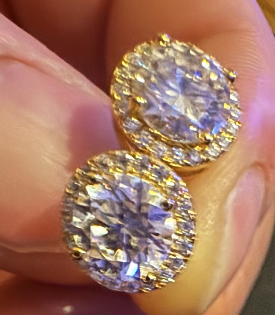 Halo Earrings 18k Gold Platted