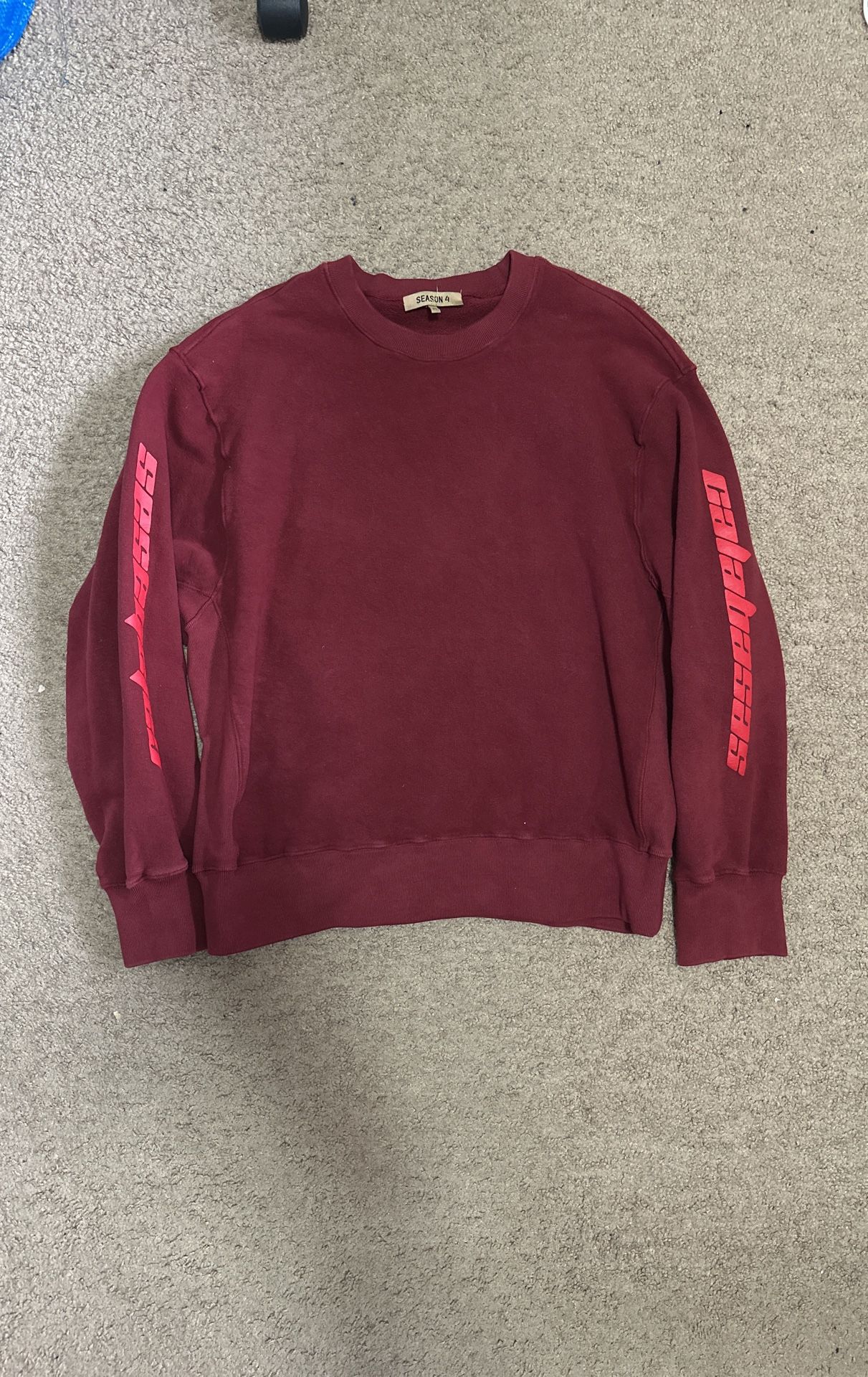 Kanye Yeezy Season 4 Calabasas Maroon Red Logo Sweatshirt