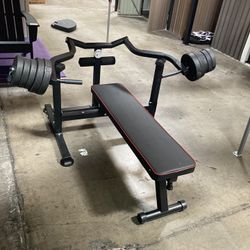 Assembled-Bench Press Set, with Independent Converging Arms, Adjustable Flat Incline Bench Press with Dumbbell Rack for Chest, 440bls