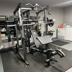 Vesta Fitness Smith Machine 2001 w/Bench Attachment | 230lb Bumpers Weights | 7ft Olympic Bar | Fitness | Gym Equipment | FREE DELIVERY🚚 