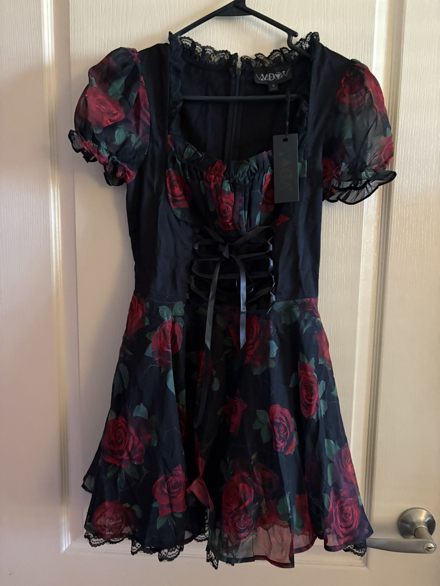 Dolls Kill Widow NWT Rose and Black Dress Size Small