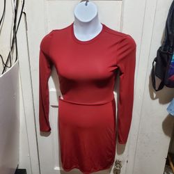 Women's Long Sleeve Red Cutout Mini Dress Size S
