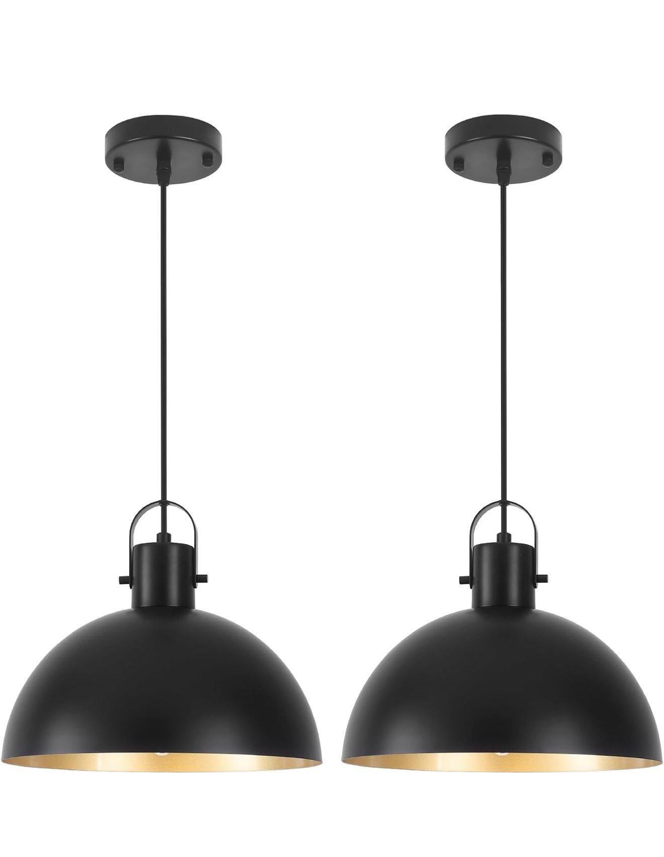 Set of 2 Black Pendant Lights 11.8 Inch