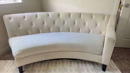 Designer Z Gallerie Circa Curved Tufted Sectional Sofas Ivory/Cream