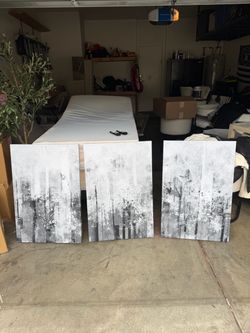 Black and White Abstract Canvas Wall Art Set of 3