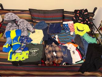 57 pieces, size 2T. Includes jacket, hoodies, pants, shorts, pjs, long sleeve shirt, tshirts, swimm