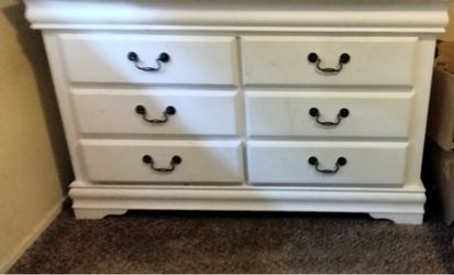White 6-Drawer Dresser – Solid & Spacious – $130