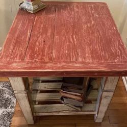 Distressed Wood End Table