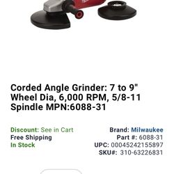 Milwaukee Cement Grinder Heavy Duty