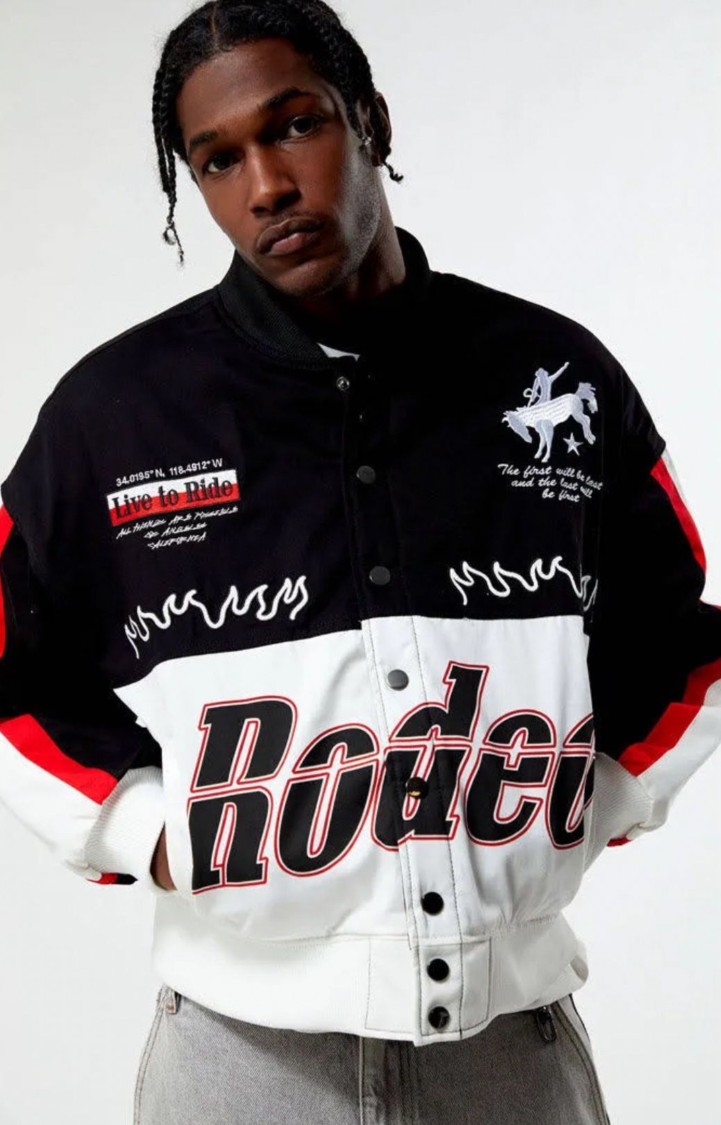 Men's Rodeo Racing Jacket in Black - Size Large