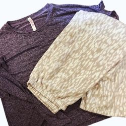 Xhilaration 2 Piece Set Top XL Purple & Bottoms XL Creme beige White