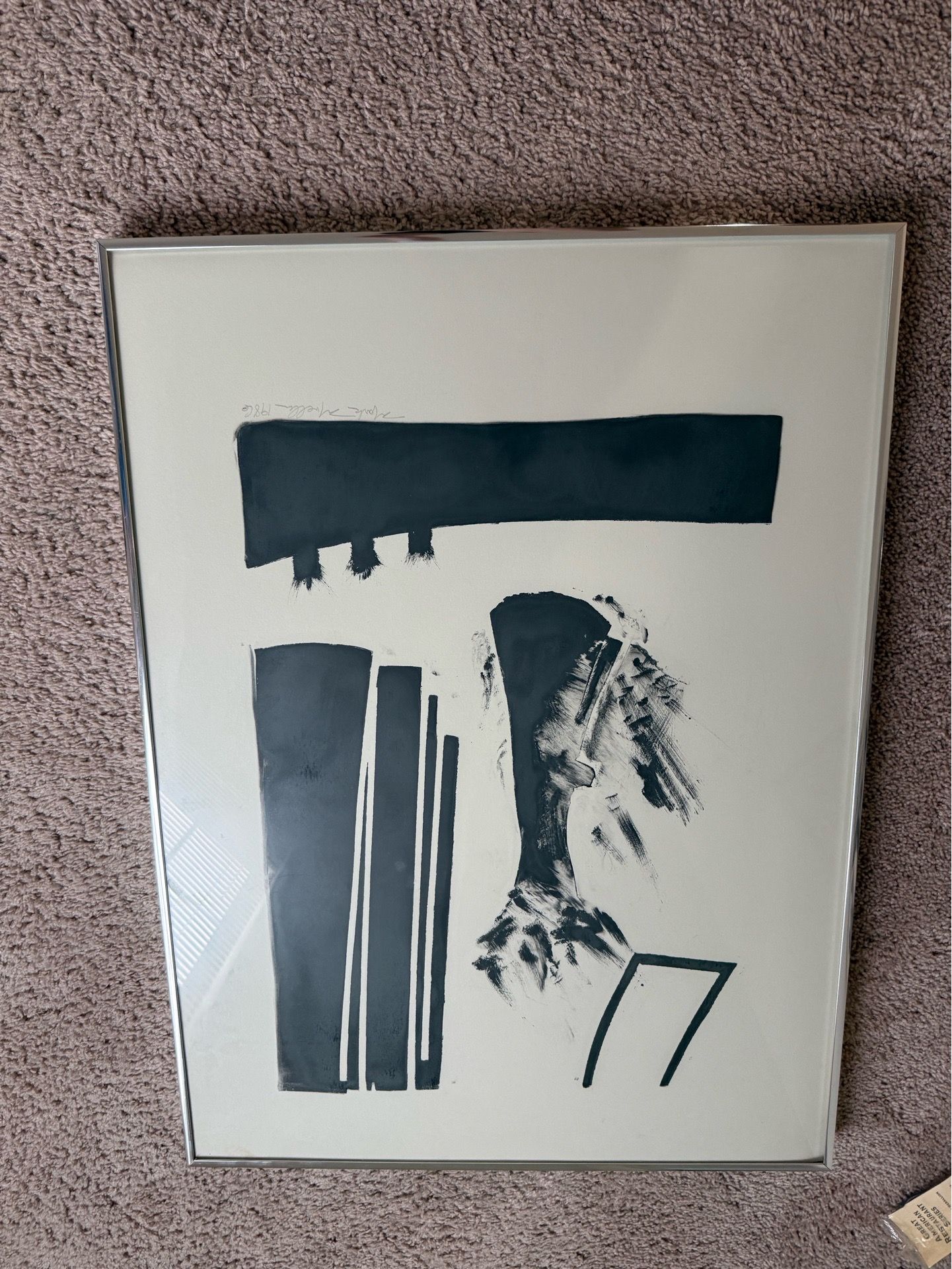 Robert Motherwell 1976 Abstract Black White Signed Framed Art Print
