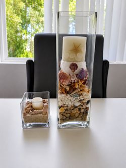 Beach-Themed Decorative Glass Vase Set