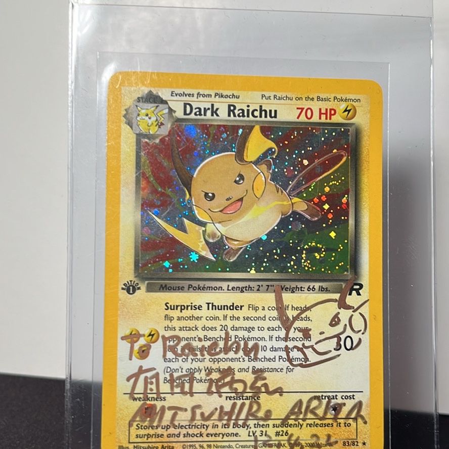 1st Ed Dark Raichu, Signed & Sketched By Arita