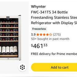Whynter: 30- Bottle Freestanding Stainless Steel Wine Refrigerator
