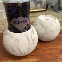 Bath And Body Works Set Of 2 Sphere White Candle Holders
