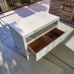 Two Drawer TV Stand White Solid Wood Excellent Condition $75