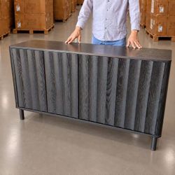 New In Box 55 Inch Black Modern Contemporary Design 4 Doors Heavy Duty Buffet Cabinet With Adjustable Shelf 