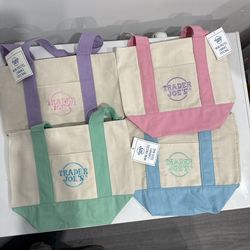 Trader Joe’s 2026 Mini Pastel Canvas Tote Bag SET OF 4