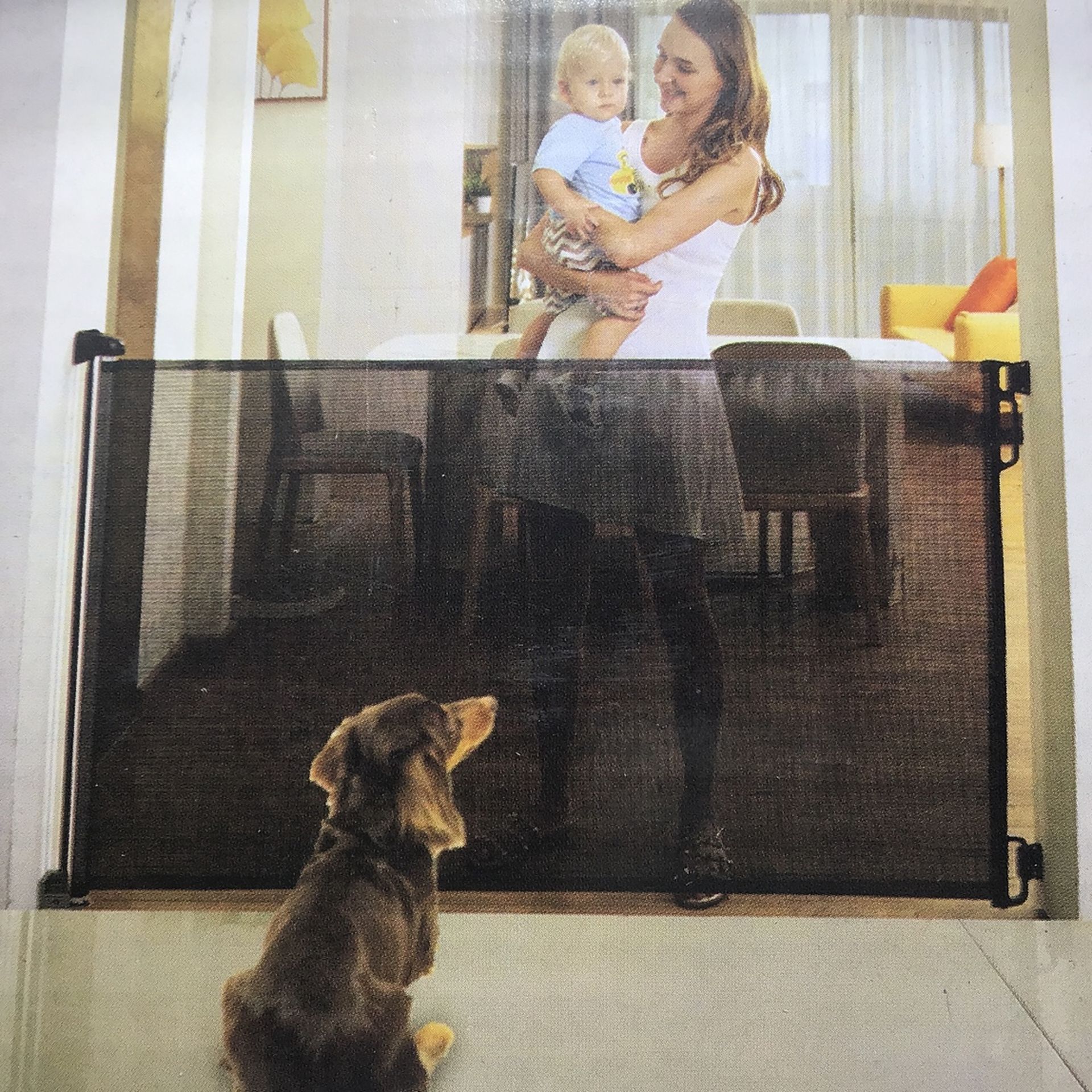 Black retractable safety gate