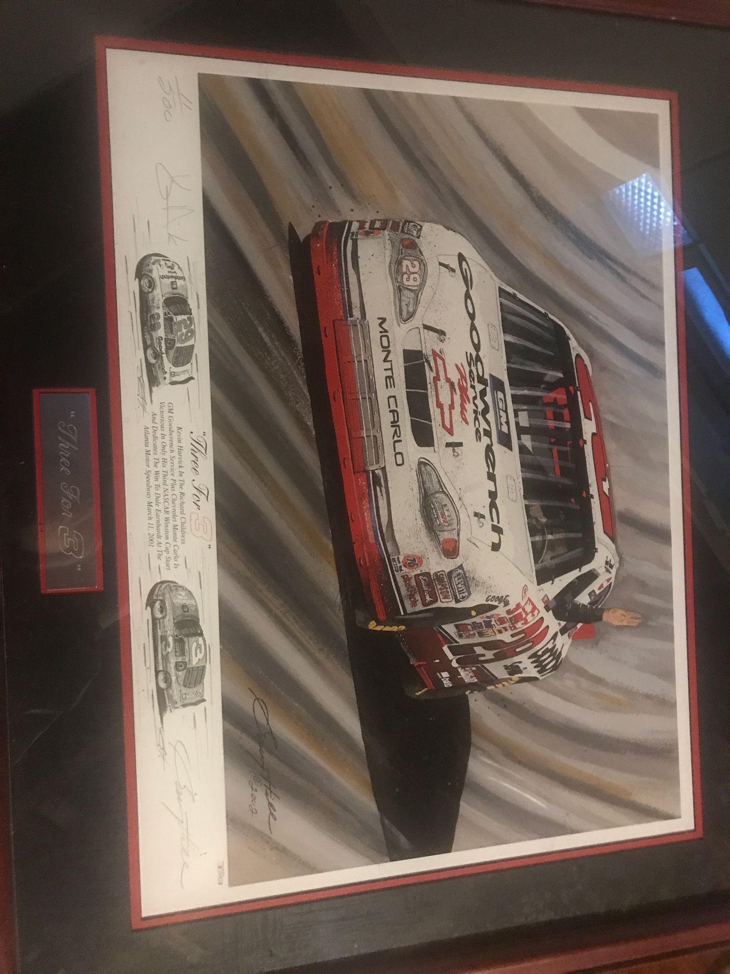Kevin Harvick poster signed by Garry Hill