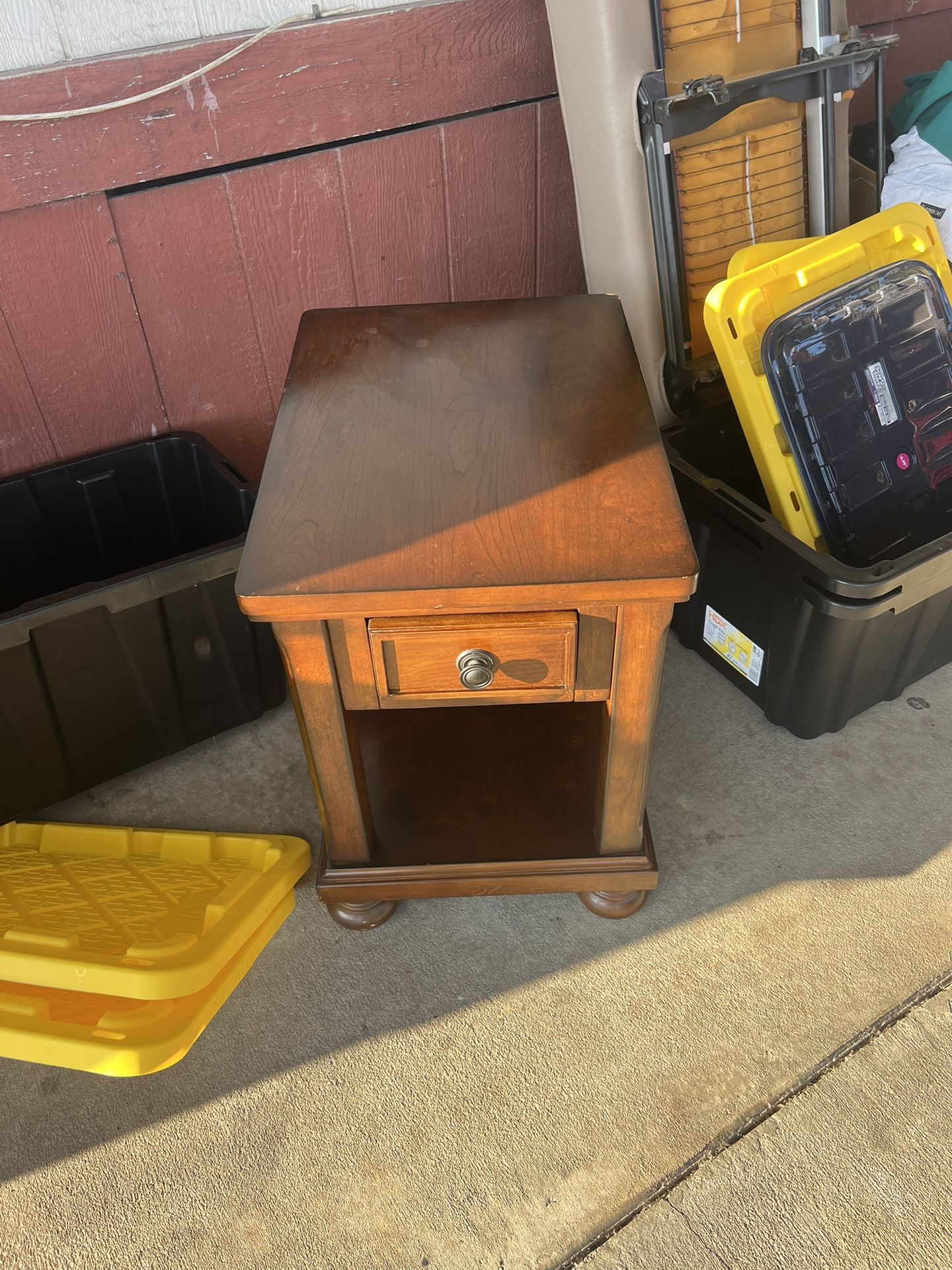 Vintage Wood Night Stand Wit One Drawer