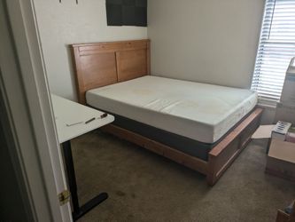 Queen Mattress + Box Spring & Wood Bedframe