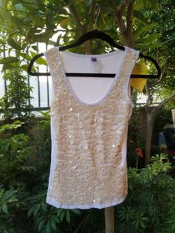 Sequin white ivory tank top size small