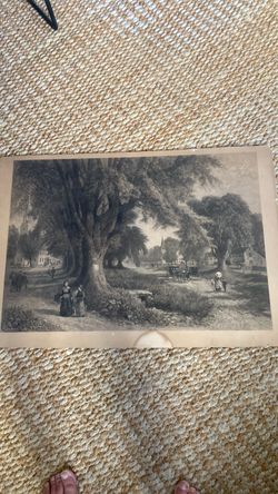Antique Original 1878 Engraving Print New England  - Village Scene  - Exact print that hung over Lizzie Borden’s couch!