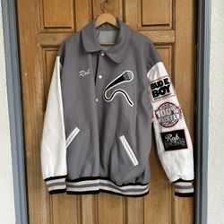 100% Hustle Ent Varsity Jacket Big & Tall 3XL Fit Hip Hop Patches USA 