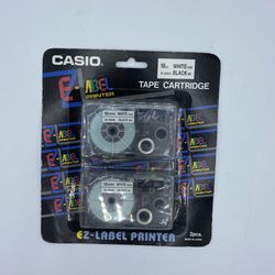 Casio Label It! XR-18WE2S Black/White 3/4" Tape 2 Pack for EZ Label Printers New