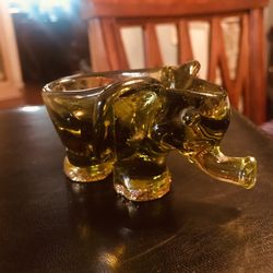 Cute Little Green Glass Elephant ( It Can Be Used As A Paperweight,  Or Earrings and Rings)
