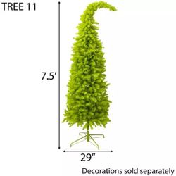 New In Box! 7.5 Feet Grinch Lime Green Whimsical Pre-Lit Christmas Tree