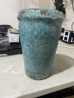 Teal Distressed Planter / Vase