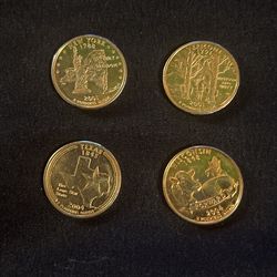 4 GOLD PLATER . USA QUARTERS .   