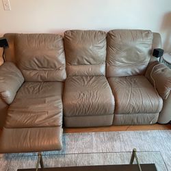 Beige Italian Leather Couches