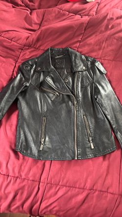 Biker, black leather jacket