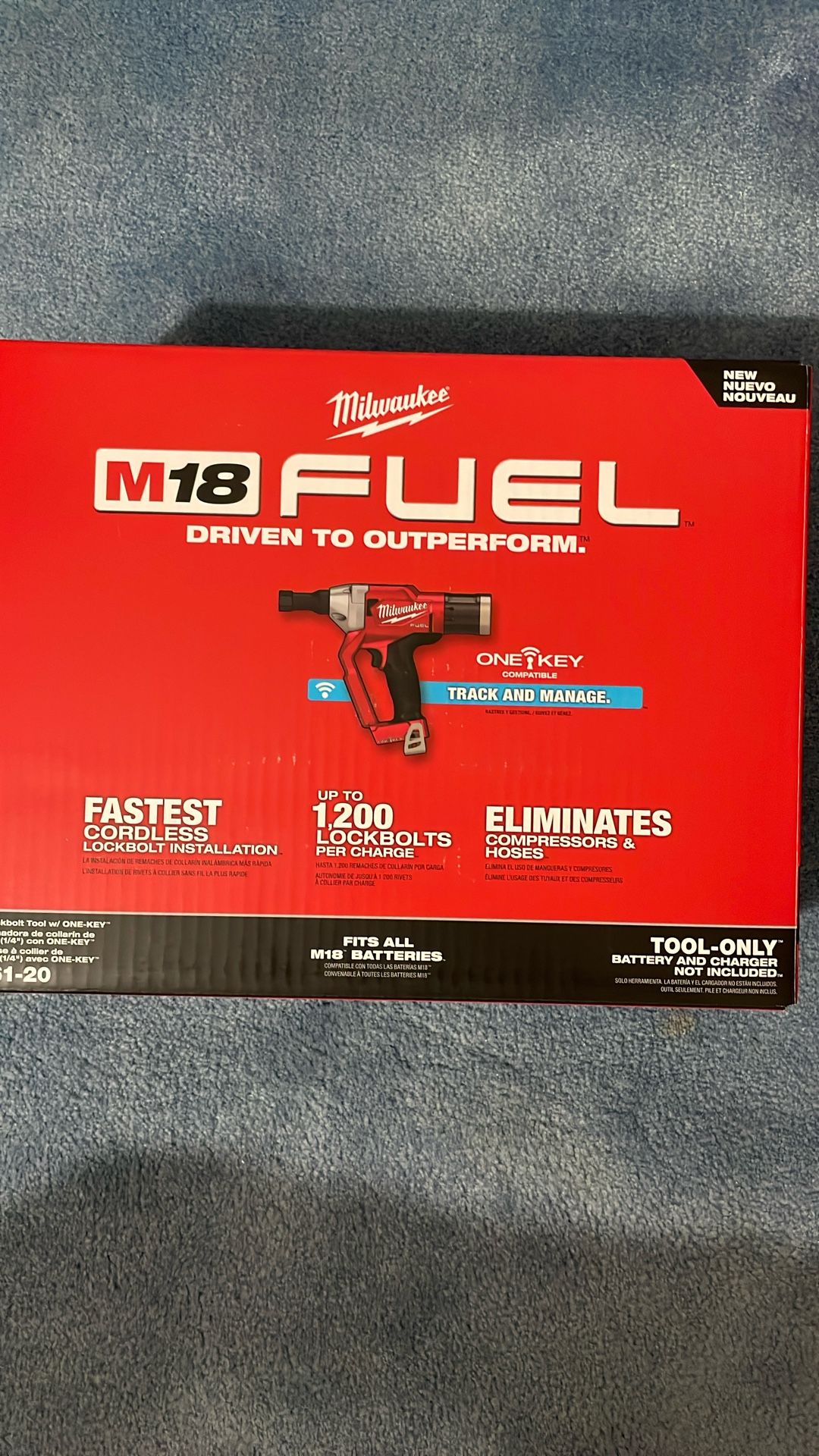 M18 FUEL ONE-KEY 18V Lithium-Ion Brushless Cordless 1/4 in. Lockbolt Tool (Tool-Only)