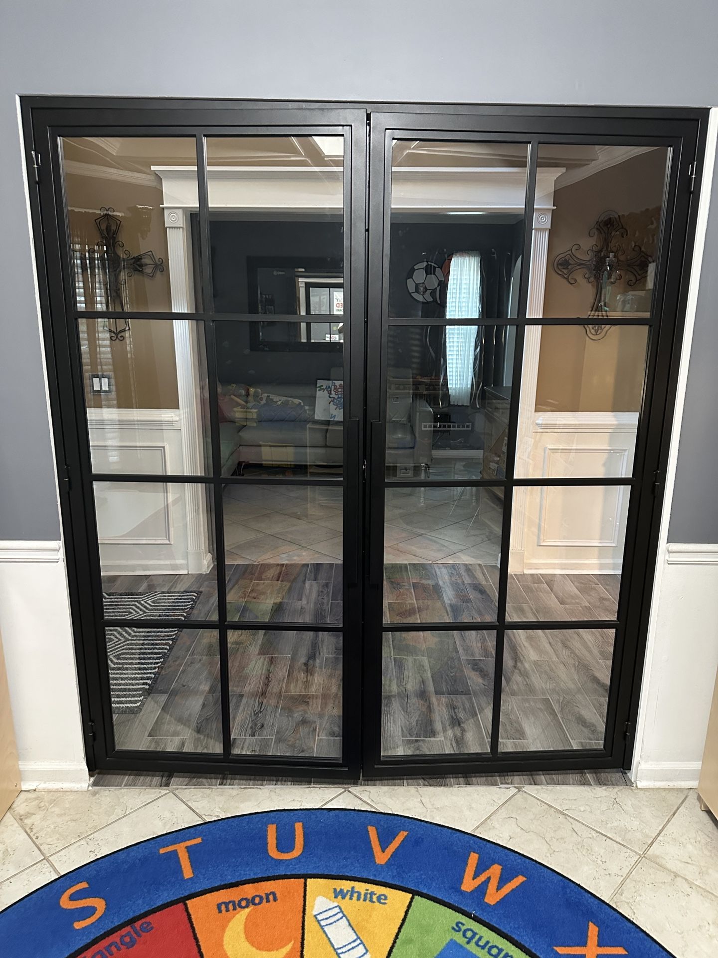 8 Lite Metal Interior French Doors 72x80