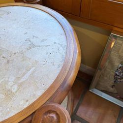 Spade Table With Stone Top And Wood