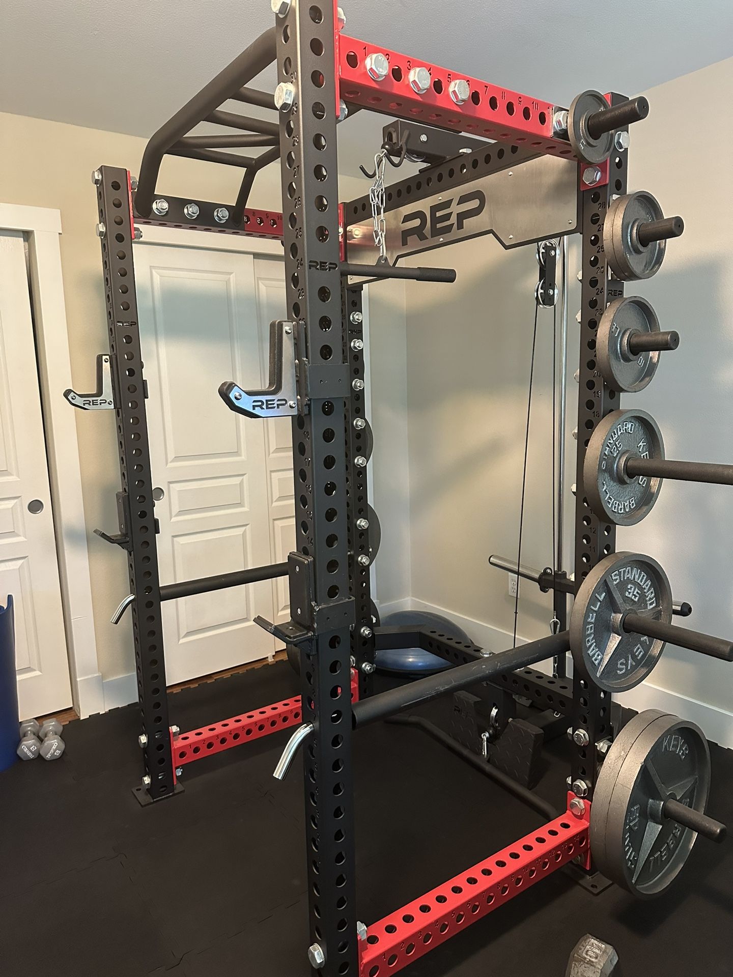 Rep Fitness PR-5000 Power Rack With Lat Pulldown And Row Attachment
