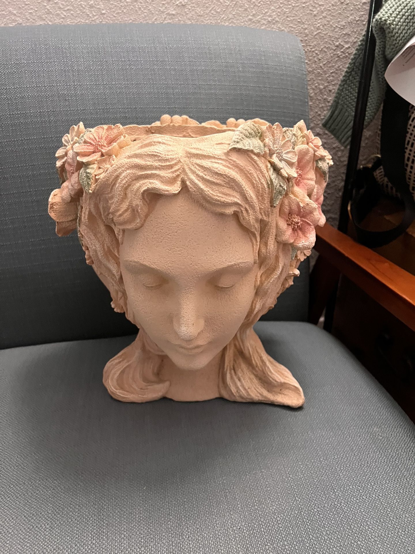 Greek Style Cement Head Planter, for Indoor or Outdoor Blooms