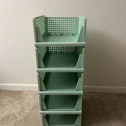 Green 5 Pack Stackable Closet Organizer Box, Multifunctional & Foldable