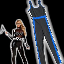 Blue And Black Racer Bodysuit (size Large): EDC Outfit Rave 