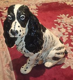 Vintage 1970's Italian Ceramic Cocker Spaniel Dog Sculpture 21 1/2 inches Tall