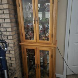 Wood & Glass Oak Cabinet 