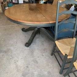 Large Round Maple Wood Dining Set 