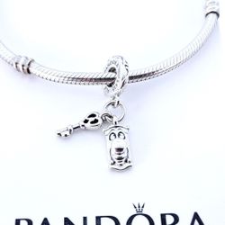 Genuine PANDORA Alice in Wonderland Door Knob & Key Charm W/Pouch