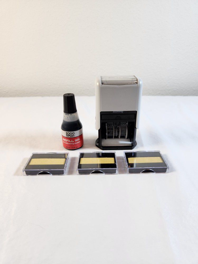 NEW OFFISTAMP STAMPER W/ INK REFILL & STAMP PAD REPLACEMENTS